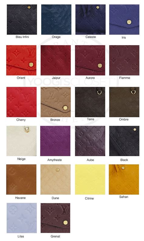 louis vuitton color chart